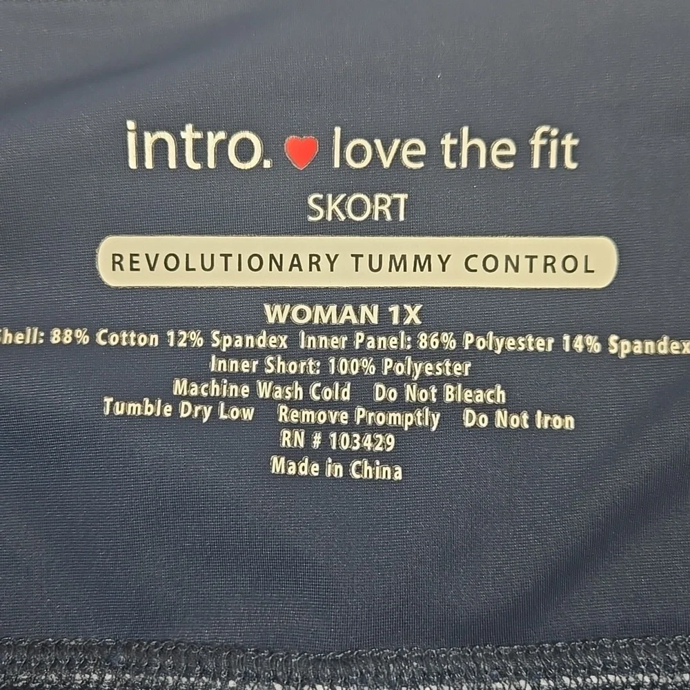 Intro Tummy Control  Navy and White Geometric Skort Woman 1X
